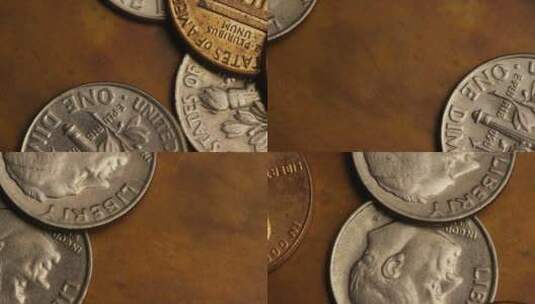 美国货币硬币的旋转库存镜头-MONEY 0316高清在线视频素材下载