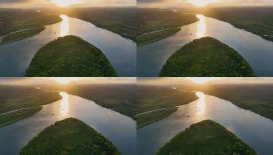日落下的森林河水高清在线视频素材下载