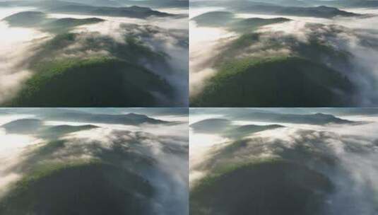 航拍黎明山林云雾高清在线视频素材下载