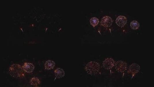 新年前夕五颜六色的真实烟花表演庆祝活动，金色闪光的抽象模糊高清在线视频素材下载