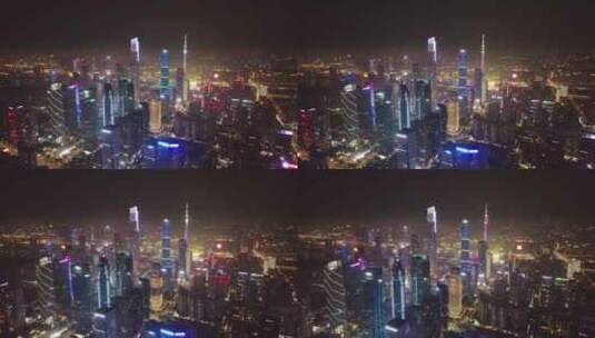 广州市中心夜景航拍高清在线视频素材下载