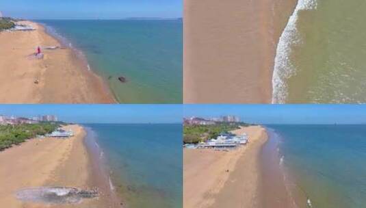 厦门黄厝海滩沙滩航拍思明区福建风景风光高清在线视频素材下载