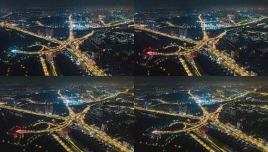 南京_南京新庄立交桥夜景航拍001高清在线视频素材下载
