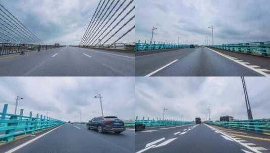开车第一视角行驶九江二桥延时高清在线视频素材下载
