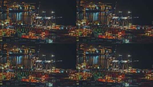 盐田港夜景港口货运码头贸易物流C0126高清在线视频素材下载