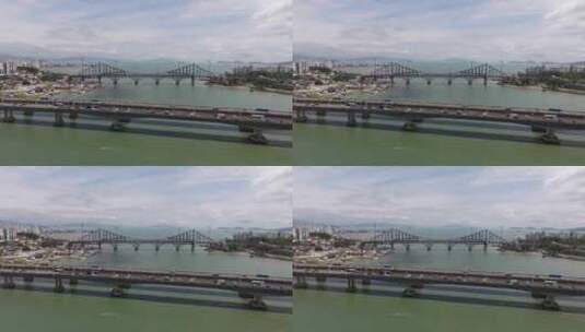 弗洛里亚诺波利斯空中场景显示的桥梁和海洋高清在线视频素材下载