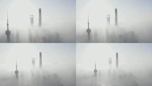 上海金融区云雾中大厦高清在线视频素材下载