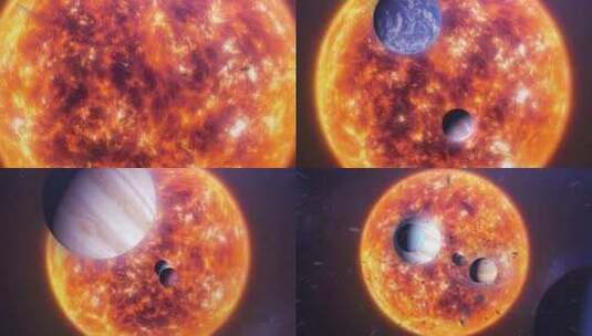 大太阳和八颗行星的太阳系高清在线视频素材下载