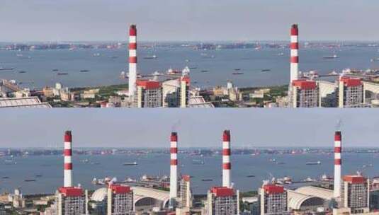 航拍上海长江口船舶 长兴岛高清在线视频素材下载