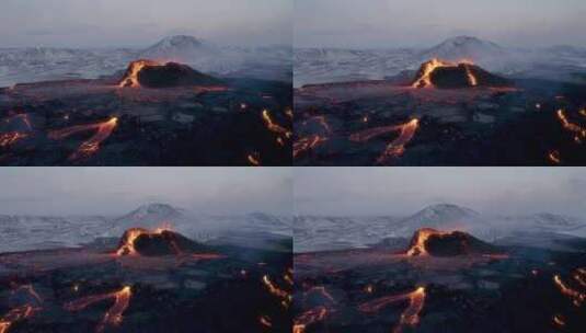 冰岛火山爆发航拍高清在线视频素材下载