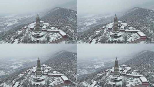 山西洪洞广胜寺雪景高清在线视频素材下载