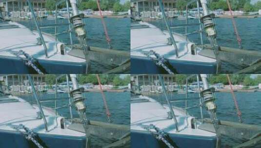 在海岸摇曳的小船高清在线视频素材下载