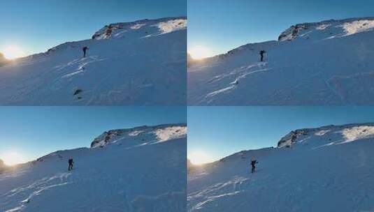 航拍雪山登山山峰攀登企业精神挑战高清在线视频素材下载