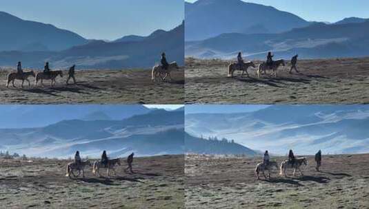 卓尔山景区骑马的游客高清在线视频素材下载