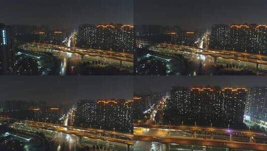 郑州高架夜景4K航拍高清在线视频素材下载