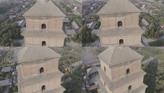 航拍视角下的西安大雁塔全景高清在线视频素材下载