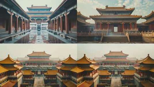 大气磅礴宫苑建筑 故宫大明宫长安唐朝宫殿高清在线视频素材下载