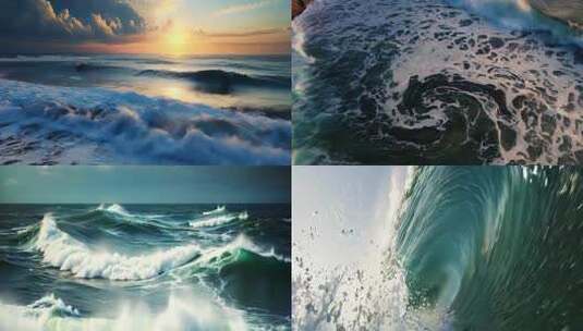 宽屏大海海浪浪花航拍视频高清在线视频素材下载