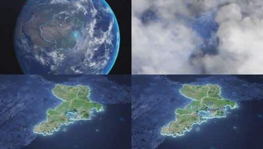 青岛市-地球俯冲到区位地图高清AE视频素材下载