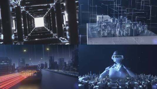 人工智能科技VR城市穿梭AE C4D工程高清AE视频素材下载