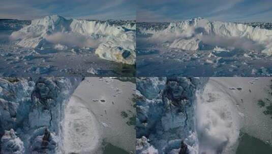 冰雪融化水流冰川冰层变化温度气候高清在线视频素材下载