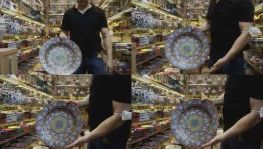 卖家展示陶瓷餐盘高清在线视频素材下载
