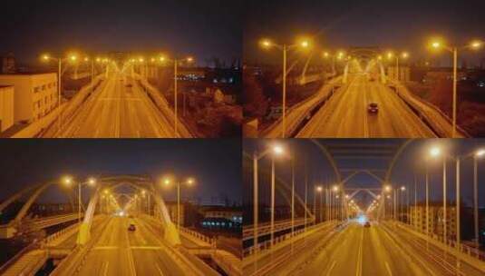 赵家沟大桥夜景航拍高清在线视频素材下载
