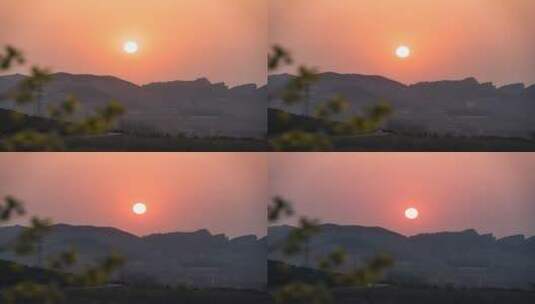 远山带前景日落高清在线视频素材下载