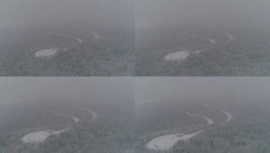 冬季长白山原始森林雪景朝阳日出温泉水雾高清在线视频素材下载