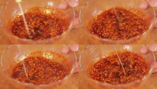 调料自制油泼辣子料汁 (1)高清在线视频素材下载