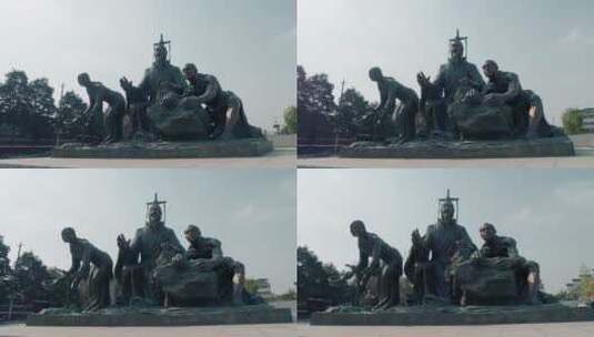 雕塑大禹治水高清在线视频素材下载
