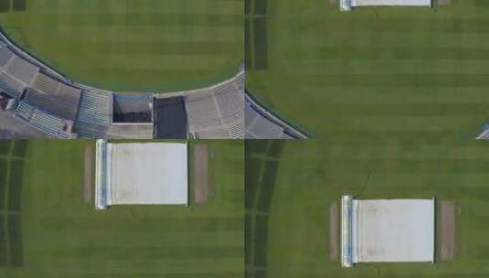 无人驾驶飞机从埃德加斯顿板球场飞过高清在线视频素材下载