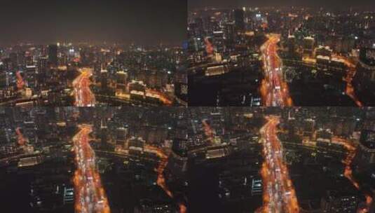 高架夜景航拍高清在线视频素材下载