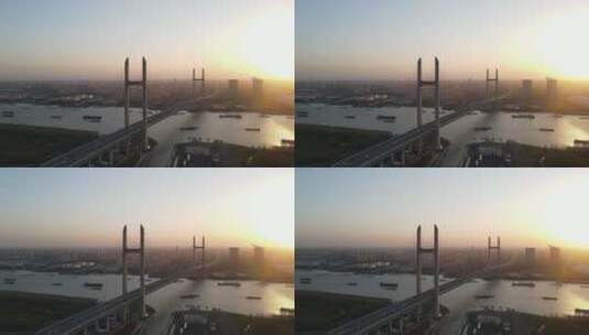 上海闵浦大桥4K航拍原素材高清在线视频素材下载