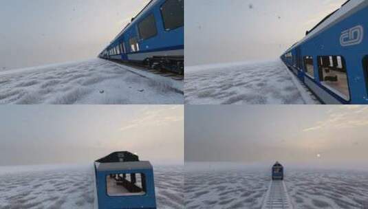 下雪天火车行驶高清在线视频素材下载