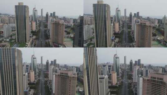航拍青岛城市高楼交通高清在线视频素材下载