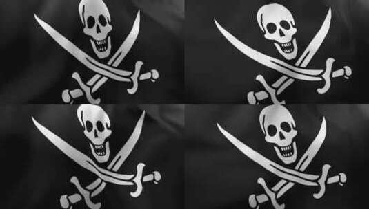 海盗旗迎风飘扬高清在线视频素材下载