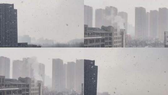 【镜头合集】冬季里的城市灰色下雪高清在线视频素材下载