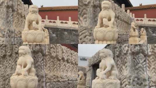 石狮子石雕门框石栏杆石雕故宫 ~高清在线视频素材下载