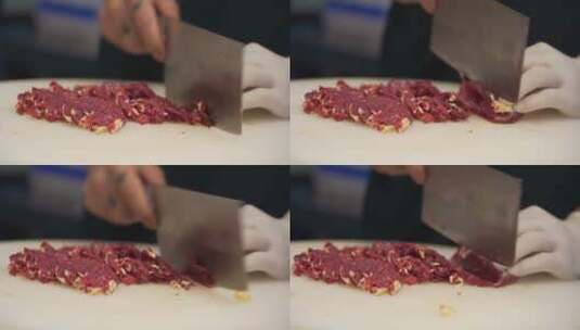 新鲜牛肉潮汕牛肉切牛肉腌牛肉实拍视频高清在线视频素材下载