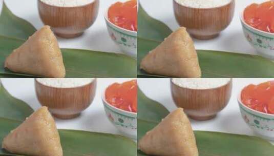端午佳节粽子与包粽子馅料食材高清在线视频素材下载