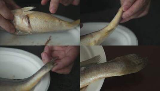 【镜头合集】肚子里带鱼胶的黄花鱼高清在线视频素材下载