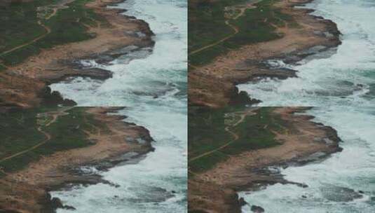 沿海波涛汹涌的海浪高清在线视频素材下载