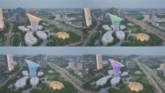 武汉新能源研究院大楼，中景略俯环绕镜头高清在线视频素材下载