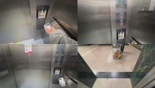 【镜头合集】疫情期间电梯消毒高清在线视频素材下载