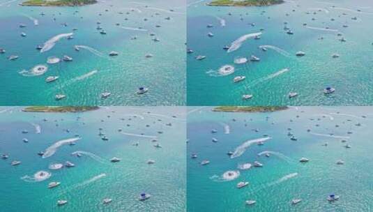 海南三亚湾海上游艇航拍高清在线视频素材下载