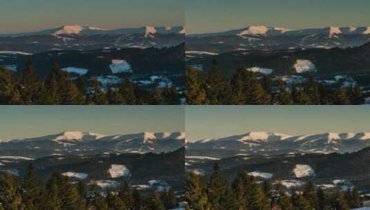 冬日风景的天际线上的极光高清在线视频素材下载