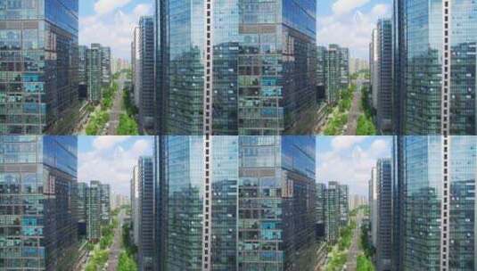 航拍美丽城市四川成都高新区现代办公楼高清在线视频素材下载