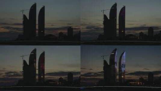 厦门双子塔延时拍摄 实拍夜景高清在线视频素材下载