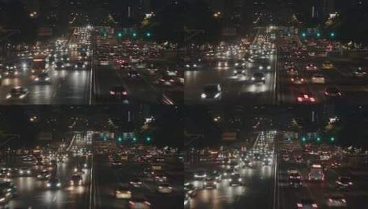 夜晚城市交通车流延时视频，高速发展科技感高清在线视频素材下载